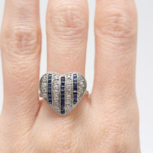 Load image into Gallery viewer, Platinum Diamond Sapphire Art Deco Heart Ring
