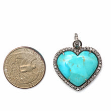 Load image into Gallery viewer, Diamond Turquoise Heart Pendant
