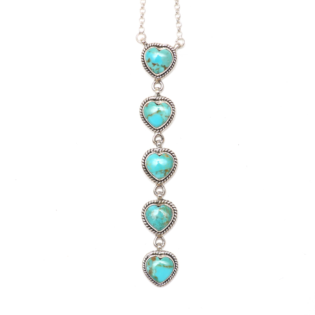 Turquoise Totem Heart Lariat Necklace