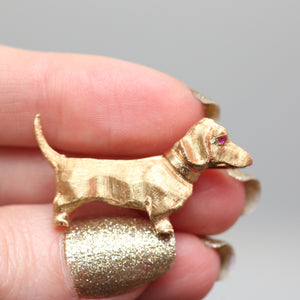 14k Dachshund Brooch