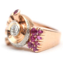 Load image into Gallery viewer, 14k Ruby Diamond Art Deco Tank Ring
