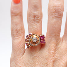 Load image into Gallery viewer, 14k Ruby Diamond Art Deco Tank Ring
