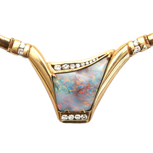 14K Boulder Opal & Diamond Necklace