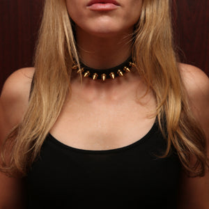 18k Leather Spike Collar