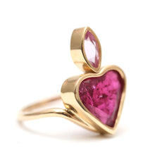 將圖片載入圖庫檢視器 14k Pink Tourmaline Flaming Heart Ring
