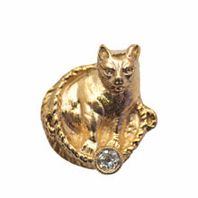 將圖片載入圖庫檢視器 18k Diamond Art Nouveau Cat Pendant
