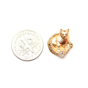 18k Diamond Art Nouveau Cat Pendant