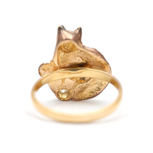 18k Diamond Art Nouveau Cat Ring