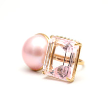 將圖片載入圖庫檢視器 14k Pink Kunzite Pearl Cuff Ring
