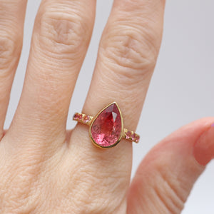 14k Multitone Pink Tourmaline Ring