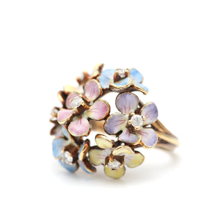 SOLD TO A*** 14k Enamel Flower Bouquet Ring