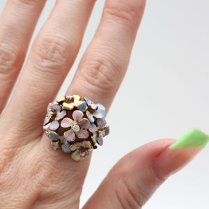 SOLD TO A*** 14k Enamel Flower Bouquet Ring