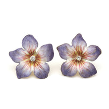 Load image into Gallery viewer, Large 14k Enamel Diamond Flower Earrings
