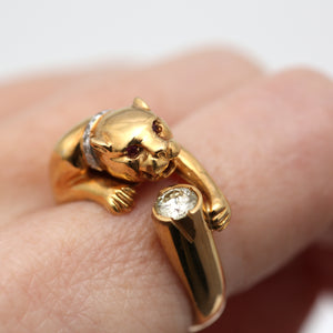 18k Diamond Panther Ring