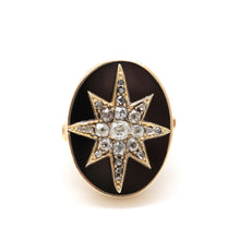 Load image into Gallery viewer, 14k Rose Cut Diamond Onyx Starburst Ring
