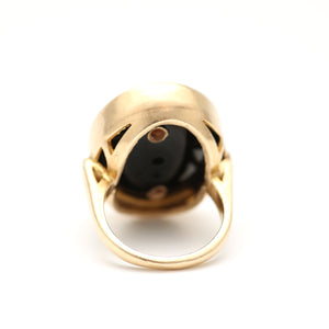 14k Rose Cut Diamond Onyx Starburst Ring