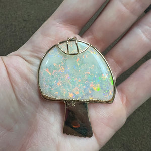 14k Giant Australian Opal Mushroom Pendant
