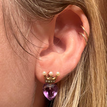 Load image into Gallery viewer, Victorian Amethyst Crowned Heart Earrings
