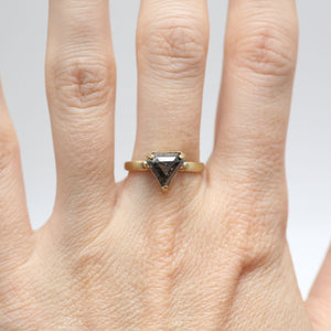 14k Black Diamond Shield Ring