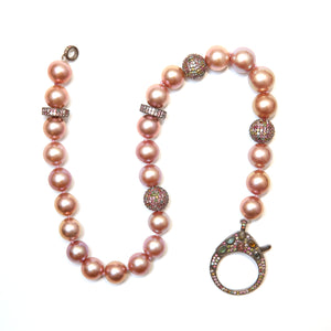 Rainbow Tourmaline Pink Pearl Necklace