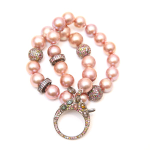 Rainbow Tourmaline Pink Pearl Necklace