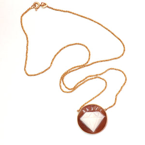 14k Diamond Cameo Necklace