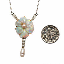 Load image into Gallery viewer, Dreamy Antique Carved Opal Flower Necklace
