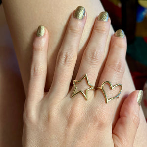 14k Open Heart and Star Rings