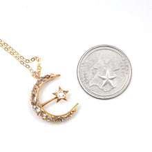 Load image into Gallery viewer, 18k Diamond Moon and Star Pendant
