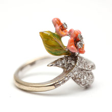 Load image into Gallery viewer, 18k Diamond Enamel Flower Ring
